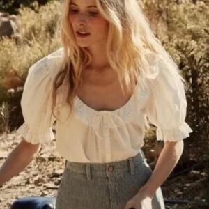 Doen lazuli top white blouse medium